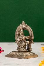 Brass Silver Coated Ganesh Laxmi Saraswati Idols - With Frame - 2.35 Inch - Image 7