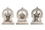 Brass Silver Coated Ganesh Laxmi Saraswati Idols - With Frame - 2.35 Inch - Image 28