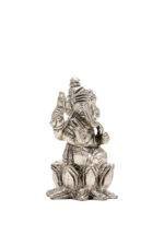 Brass Silver Coated Ganesh Laxmi Saraswati Idols - On Lotus - 2.60 Inch - Image 25