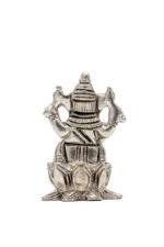 Brass Silver Coated Ganesh Laxmi Saraswati Idols - On Lotus - 2.60 Inch - Image 24