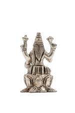 Brass Silver Coated Ganesh Laxmi Saraswati Idols - On Lotus - 2.60 Inch - Image 20