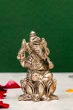 Brass Silver Coated Ganesh Laxmi Saraswati Idols - On Lotus - 2.60 Inch - Image 7
