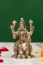 Brass Silver Coated Ganesh Laxmi Saraswati Idols - On Lotus - 2.60 Inch - Image 5