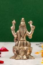 Brass Silver Coated Ganesh Laxmi Saraswati Idols - On Lotus - 2.60 Inch - Image 32