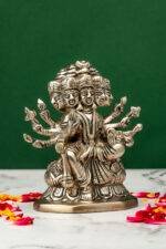 Brass Silver-Coated Superfine Gayatri Mata Idol- 4.75 Inches - Image 4