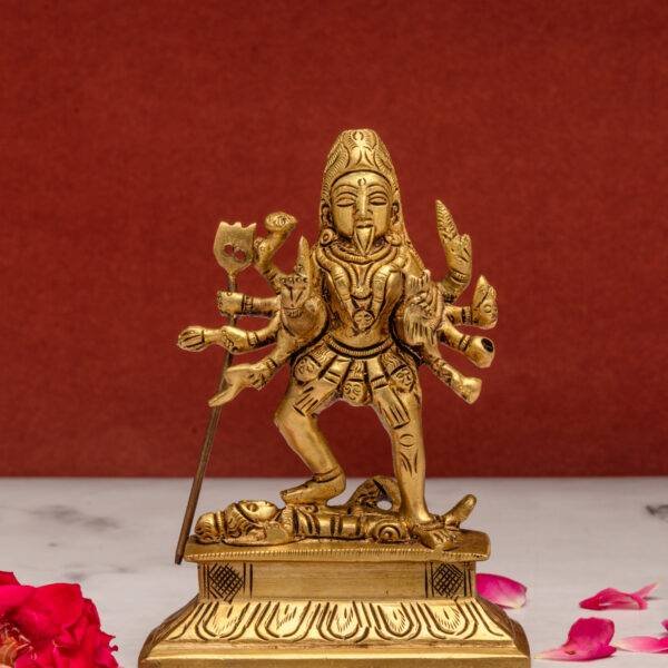 Brass Maa Kaali Idol With 10 Arms - 4 Inch