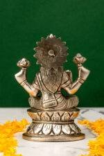Brass Silver Coated Superfine Laxmi Mata Idol - Owl Base - 4.75 Inch - Image 6