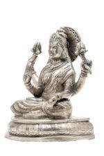 Brass Silver Coated Superfine Laxmi Mata Idol - 6.75 Inch - Image 7