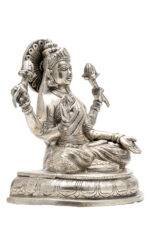 Brass Silver Coated Superfine Laxmi Mata Idol - 6.75 Inch - Image 6