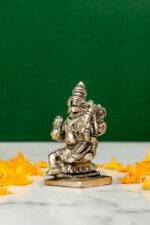 Brass Silver-Coated Superfine Lord Narsingh Idol- 2.35 Inches - Image 2