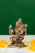 Brass Silver-Coated Superfine Lord Narsingh Idol- 2.75 Inches - Image 2