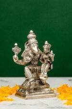 Brass Silver-Coated Superfine Lord Narsingh Idol- 4.35 Inches - Image 4
