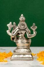 Brass Silver-Coated Superfine Lord Narsingh Idol- 4.35 Inches - Image 3