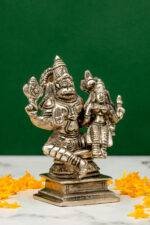 Brass Silver-Coated Superfine Lord Narsingh Idol- 4.35 Inches - Image 4