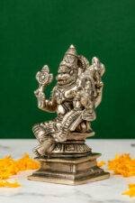Brass Silver-Coated Superfine Lord Narsingh Idol- 4.35 Inches - Image 2