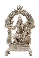 Brass Silver-Coated Superfine Lord Narsingh Idol - With Frame - 9 Inches - Image 8