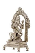Brass Silver-Coated Superfine Lord Narsingh Idol - With Frame - 9 Inches - Image 7
