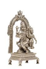 Brass Silver-Coated Superfine Lord Narsingh Idol - With Frame - 9 Inches - Image 6