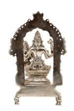 Brass Silver-Coated Superfine Lord Narsingh Idol - With Frame - 9 Inches - Image 5