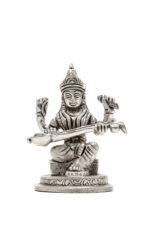 Brass Silver Coated Superfine Saraswati Idol - 4 Inch - Image 8