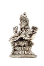 Brass Silver Coated Superfine Saraswati Idol - 4.35 Inch - Image 6