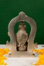 Brass Silver Coated Superfine Saraswati Idol - With Frame - 4.35 Inch - Image 3