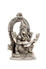 Brass Silver Coated Superfine Saraswati Idol - With Frame - 4.35 Inch - Image 10