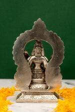 Brass Silver Coated Superfine Saraswati Idol - With Frame - 5.5 Inch - Image 4