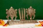 Brass Silver Coated Superfine Shank Chakra Trishul - 4.35 Inch - Image 5