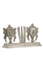 Brass Silver Coated Superfine Shank Chakra Trishul - 4.35 Inch - Image 8
