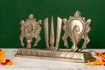 Brass Silver Coated Superfine Shank Chakra Trishul - 4.35 Inch - Image 2