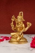 Superfine Brass Sitting Shiva Idol - Aashirwaad Mudra - 5 Inch - Image 6