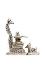 Brass Silver Coated Superfine Shivling with Sheshnag & Nandi – 3.5 Inch - Image 7