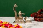 Brass Silver Coated Superfine Shivling with Sheshnag & Nandi – 3.5 Inch - Image 2