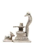 Brass Silver Coated Superfine Shivling with Sheshnag & Nandi – 3.5 Inch - Image 9