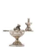 Brass Silver Coated Superfine Shivling Diya with Nandi – 4.35 Inch - Image 7