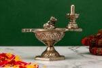 Brass Silver Coated Superfine Shivling Diya with Nandi – 4.35 Inch - Image 4