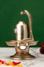 Brass Silver Coated Superfine Shivling with Sheshnag – 6.3 Inch - Image 5