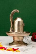 Brass Silver Coated Superfine Shivling with Sheshnag – 6.3 Inch - Image 3
