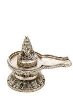 Brass Silver Coated Superfine Shivling with Shiva Carved – 5.5 Inch - Image 11