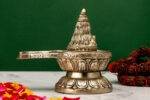 Brass Silver Coated Superfine Shivling with Shiva Carved – 5.5 Inch - Image 4