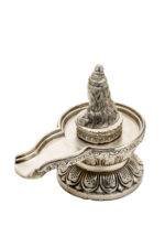 Brass Silver Coated Superfine Shivling with Shiva Carved – 5.5 Inch - Image 9