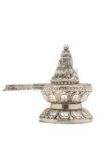 Brass Silver Coated Superfine Shivling with Shiva Carved – 5.5 Inch - Image 8