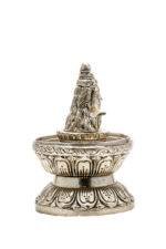 Brass Silver Coated Superfine Shivling with Shiva Carved – 5.5 Inch - Image 6