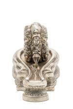 Brass Silver Coated Superfine Shivling - Shiv And Parvati Carved - 4 Inch - Image 9