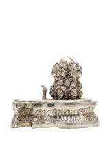 Brass Silver Coated Superfine Shivling - Shiv And Parvati Carved - 4 Inch - Image 7