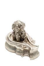 Brass Silver Coated Superfine Shivling - Shiv And Parvati Carved - 4 Inch - Image 6