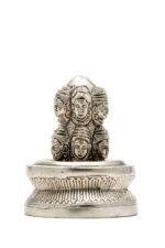 Brass Silver Coated Superfine Shivling - Shiv And Parvati Carved - 4 Inch - Image 10