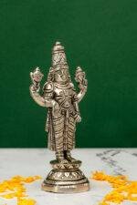 Brass Silver-Coated Superfine Tirupati Balaji Idol- 5.5 Inches - Image 4