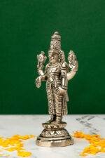 Brass Silver-Coated Superfine Tirupati Balaji Idol- 5.5 Inches - Image 2